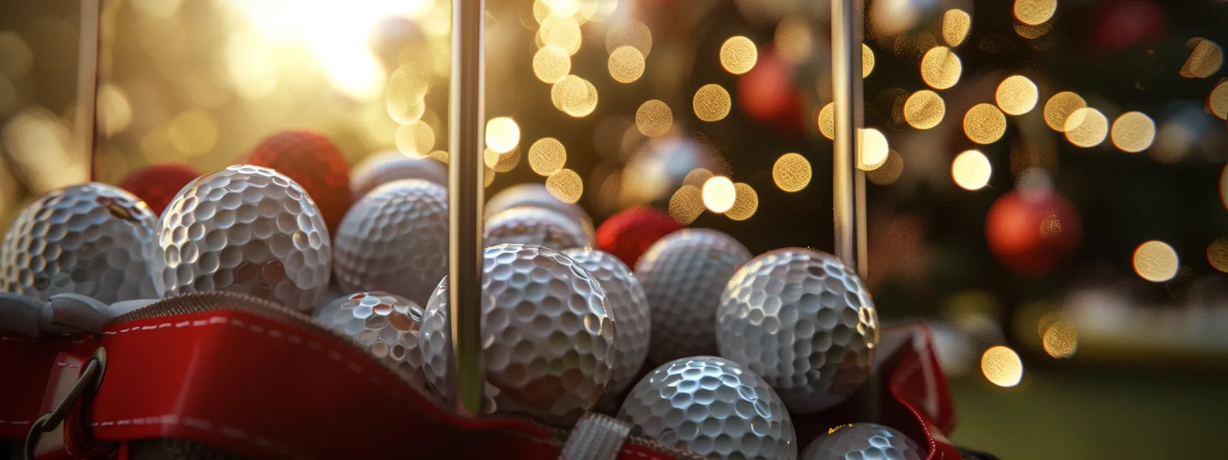 a golf bag filled with custom golf balls and golf gifts.